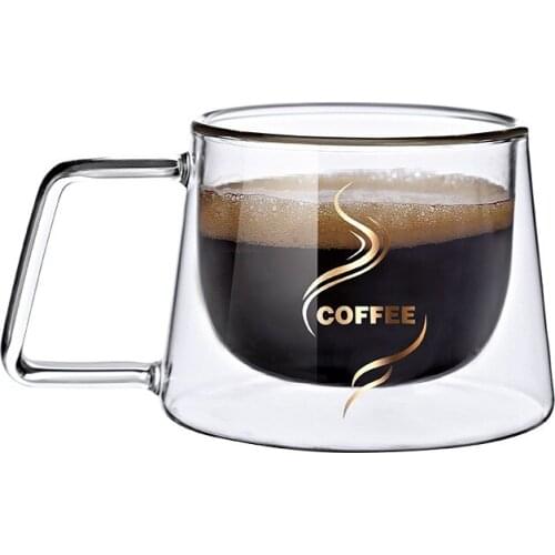 New Anti-scalding glass cup coffee Drinkware Insulation double wall glass cup spoon gifts hot European style transparent Mugs