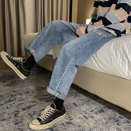 Autumn Mens Fashion Wide Leg Pants Baggy Jeans Homme Winter Men Denim Trousers Classic Pocket Jeans Blue Men Casual pantalones