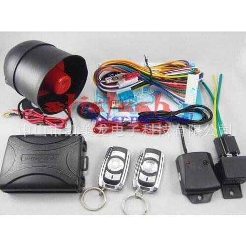 By DHL or Fedex 5pcs 12V Car Alarm System One Way Vehicle Burglar Alarm Security Protection System with 2 Remote Control urglar