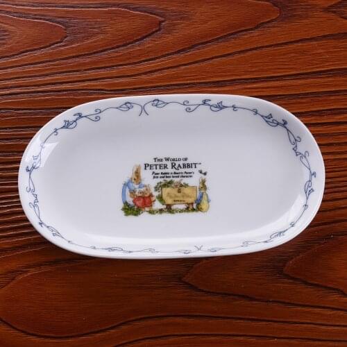 Oval ceramic dinner Plate Fruit Dishes Saucer Tea Tray Dessert Dinner Plate Tableware Set cartoon rabbit Ceramics Storage Tray