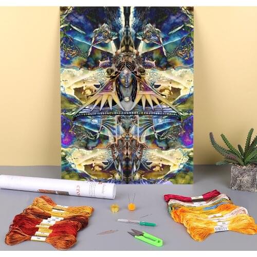 Landscape Art Nouveau. Remix1 Printed Canvas 11CT Cross Stitch DIY Embroidery Kit DMC Threads Craft Sewing Stamped