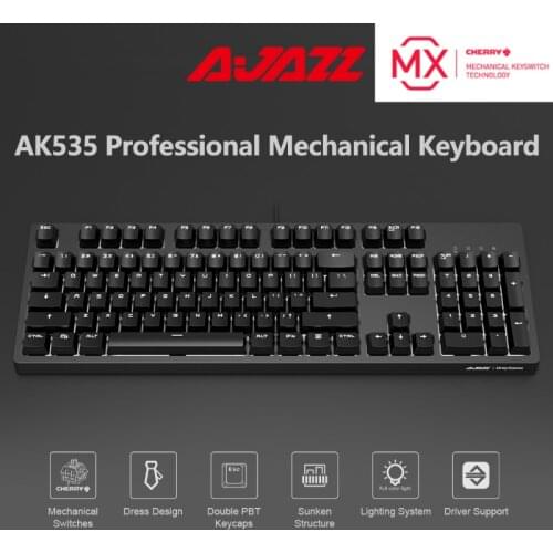 Ajazz AK535 Wired Mechanical Keyboard 104 Keys Black Blue Red Brown Cherry MX Switch White Backlit Game Keyboard for PC Laptop
