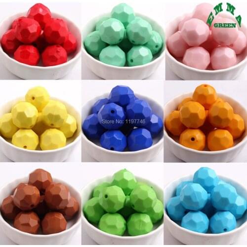 Colorful Faceted Acrylic Chunky Beads Imitation Pearl Loose Bead For DIY Necklace Bracelet For Kids Jewelry Making Findings