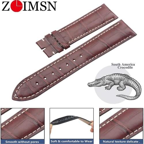 ZLIMSN Genuine crocodile Strap Hand Made Crocodile Watch Straps 20mm For Longines Providing Customization Service Watch Band
