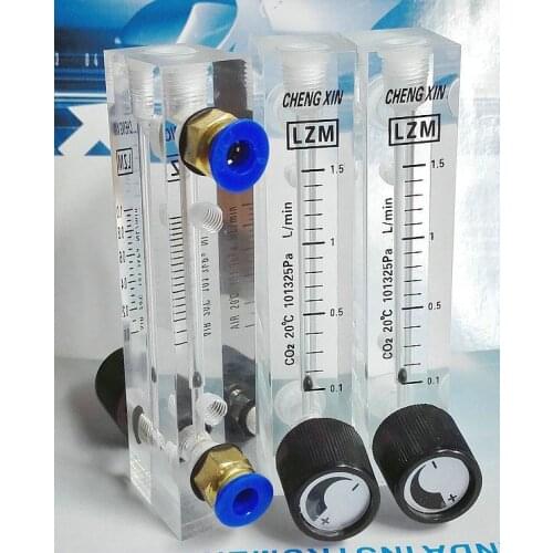 New 25-600ml/min 0.1-2L/min Push In Fit 6mm OD Tube Acrylic LZM-6T Panel CO2 Gas Rotameter With Valve