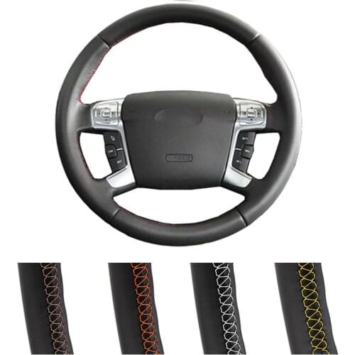 DIY Customized Car Steering Wheel Cover For Ford Mondeo Mk4 2007-2012 S-Max 2008 Leather Steering Wrap