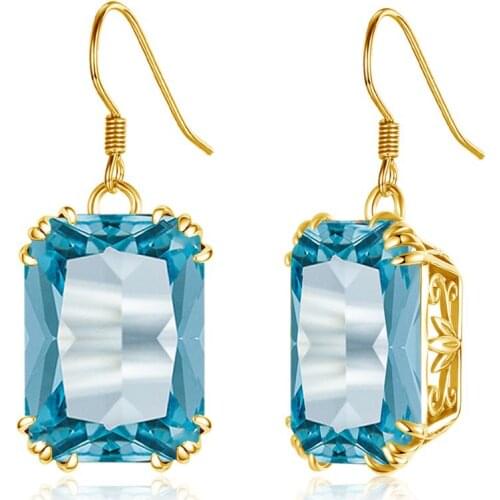 Aquamarine Earrings Silver 925 Sky Blue Topaz Drop Earrings For Women Gemstone Party Valentines Earring Fine Jewelry Gifts