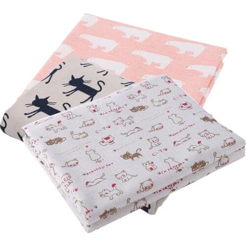 50x150cm Linen Cotton Fabric Printed Cute Animal Cloth Curtain Tablecloth Table Runner Pillow case Cushion DIY Handwork cloth