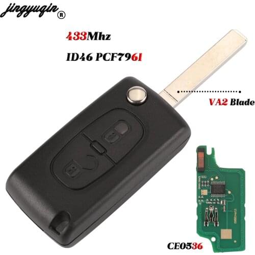 Jingyuqin Flip Folding 2 Button Car Remote Key For PEUGEOT 206 307 308 207 407 408 For Citroen C2 C3 C4 C5 C6 C8