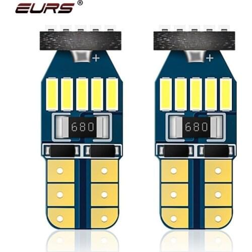 EURS 10pcs W5W T10 LED Bulbs Canbus Car Parking Position Lights Interior Reading Dome Light 4014 LED Auto Wedge Parking Bulbs