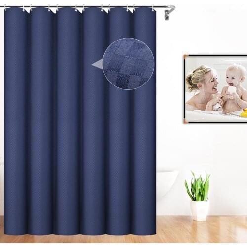 VCVCOO Extra Long Shower Curtain Hotel Thick Jacquard Blue Bathroom Curtain Waterproof Mildew Free Bath Curtain Partition Toilet