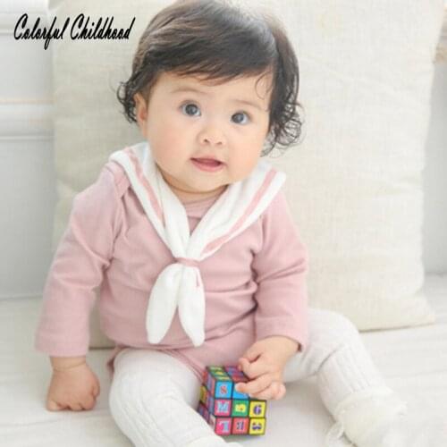 Baby Girls Romper Spring New Fashion Preppy Style Solid long sleeve Sweet Jumpsuit Infant Newborn Clothing For 6m-24m Toddler