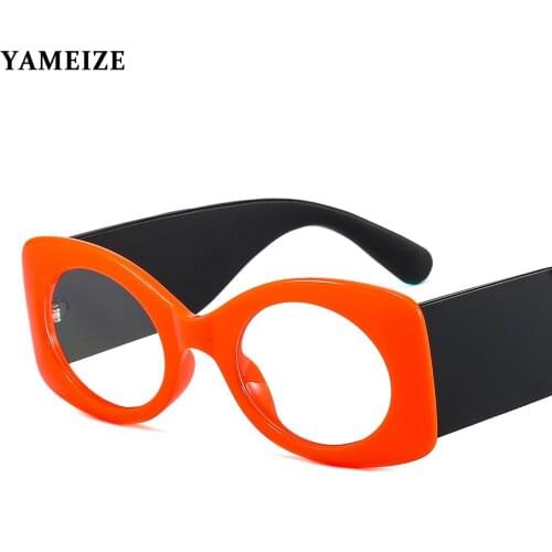 YAMEIZE Thick Eyewear Frame Women Oval Glasses Frames Vintage Optical Transparent Lens Fashion Candy Color Computer Glasses