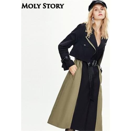 High Quality Long Trench Coat for Women Plus Size Cotton Patchwork Black Trench Coat Women Long Coats