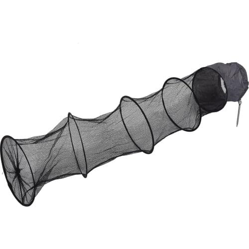 1.5M Fish Net Cage Fishing Tackle Care Creel 5 Layers Collapsible Black