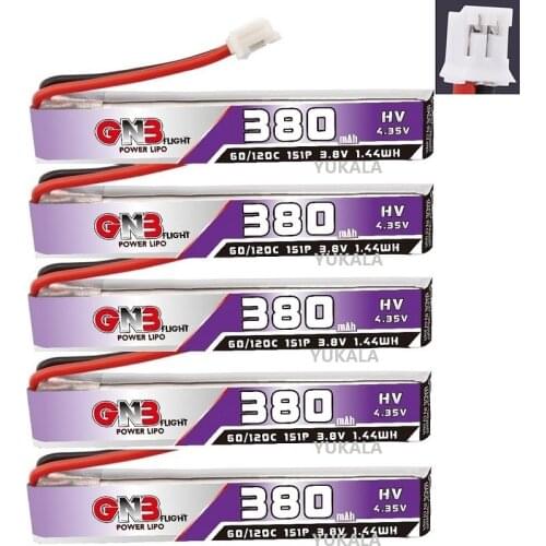 1-5Pcs GNB 3.8V 380mAh 60C 4.35V Lipo Battery For Snapper6/7/8/Mobula7/UR65/US65/UK65/Betafpv65/75 RC FPV Racing Drone Spare