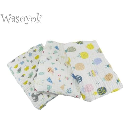 1Pc Wasoyoli Baby Swaddles 120*150cm 6 Layers 100% Seersucker Muslin Cotton Newborn Baby Quilt Blankets Soft Bath Hold Wraps