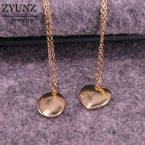 10PCS, Simple Small Smooth Heart / Oval Necklace Fashion Jewelry Copper Polished Heart Oval Charm
