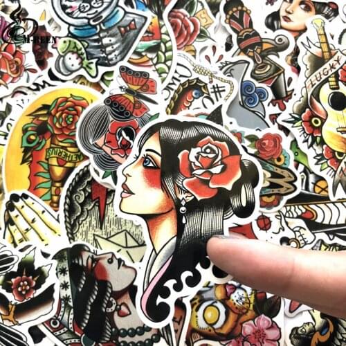 50pcs Cool old school tattoo Stickers vsco girl sexy sticker Laptop Suitcase Skateboard Funny Graffiti Waterproof decals