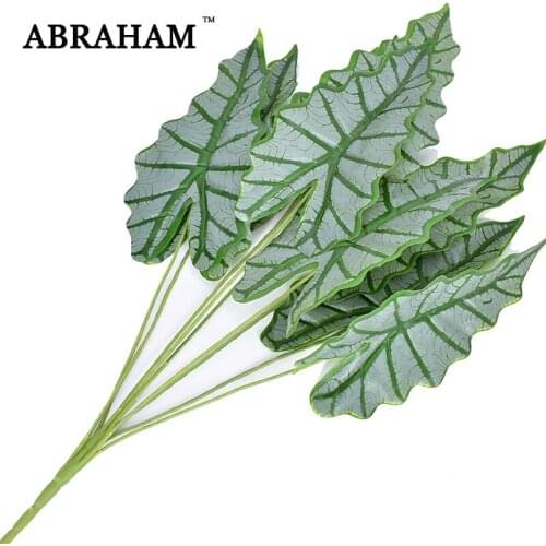 73cm 9fork Artificial Plastic Alocasia Large Fake Maranta Plant Bouquet Fake Colocasia leaves Tropical Tree Home Bonsai Decor