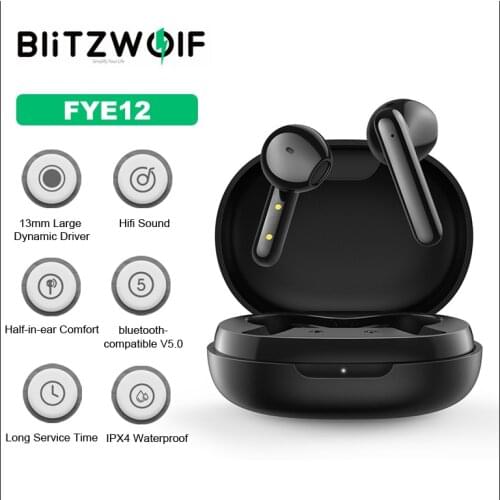 BlitzWolf BW-FYE12 bluetooth-compatible Earbuds Wireless Earphone HiFi Stereo HD Calls Touch Control Half in Ear Mini Portable