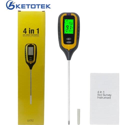 4 in 1 Digital Soil Ph Meter Soil Tester Sunlight PH Moisture Temperature Meter For Gardening Plants Farming With Blacklight