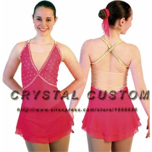 Ice Figure Skating Dress For Kids Fashion New Brand Competition Figure Skating Dresses Crystal Custom DR3607