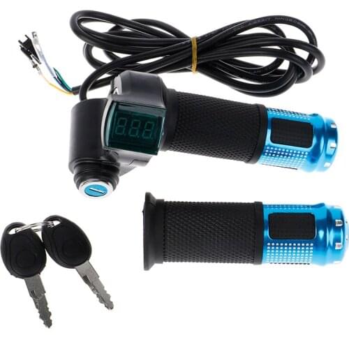 Electric Bike Throttle with LCD display Indicator Gas Handle Throttle Lock Key MaterialisHigh Quality Rubber & glass & Aluminum