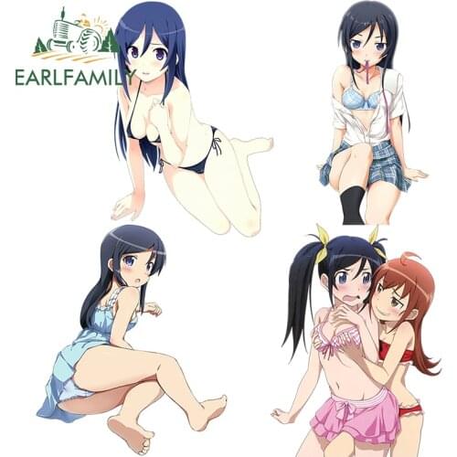 EARLFAMILY 13cm Hot Girl Anime Oreimo Aragaki Ayase Car Window Bike Decal Car Sticker Window Wiper Decals Car Styling