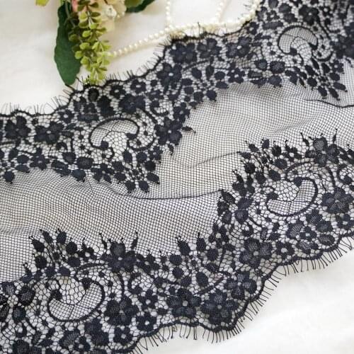 French Lace Chantilly Trim Fabric Double Edge Eyelash Trim Lace For Craft Table Cloth Eyelash Lace Trim Wedding Dress Fabric