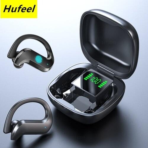 Hufeel Bluetooth Sport Earphone Noise Cancelling Led Display Wireless Headphone TWS With Mic Stereo Earbuds Waterproof Headsets