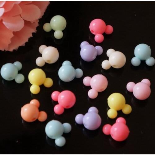 2021 Kids Cartoon Mouse Head Acrylic Beads Bracelet Necklace Findings Crafts 16*15mm 40Pcs/Set abalorios pulseras manualidades