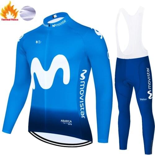 2020 pro team cycling jersey movistar ropa ciclista hombre Winter Thermal Fleece Outdoor 20D Riding Bike cycling set