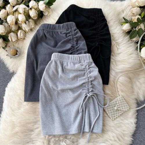 Summer Women Korean Package Hips Skirt Sexy Ladies Draw-string A-line High Waist Skirt Mini Lace-Up Short Skirts