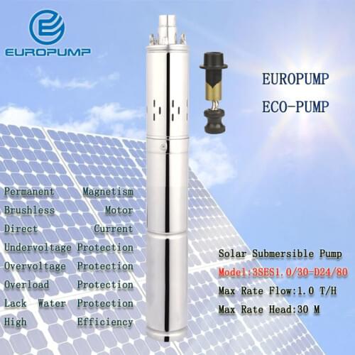 Best irrigation screw water pump, Model(3SES1.0/30-D24/80) DC24V 1000L/H stainless steel pump,dc solar submersible pump for sale
