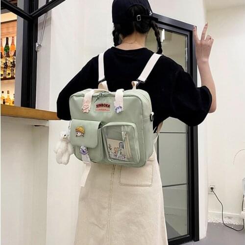 2021 Small Cute Womens Backpacks Female Student College Womens Bag Girls Badge Bookbag Kawaii Ladies Fashion Shoulder Bags