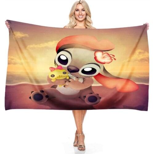 Cute Lilo Stitch Cartoon Bath Towel Adult Children Kids Microfiber Beach Towel Home Textile Decor Soft Swimming Towel Washcloth