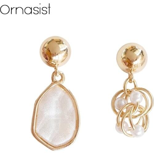 Sweet Asymmetrical Earrings Temperament Pearl Earrings Fairy Sen