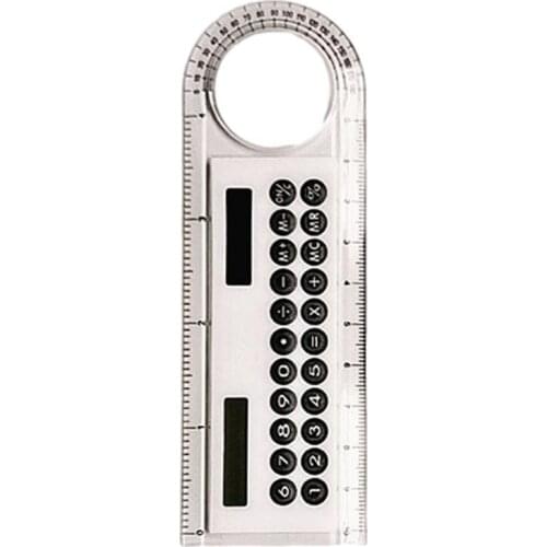 Mini Ultra-thin Straight Ruler With Solar Calculator Office School 10cm Magnifier Multifunction Calculator Supplies Q3Q5