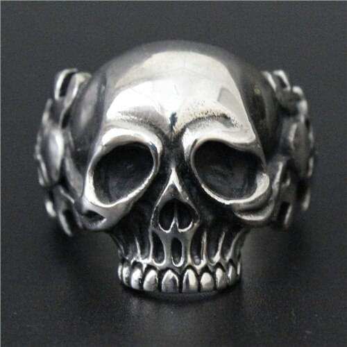 Real Cool Spanner Skull Ring 316L Stainless Steel Men Boy Fashion Biker Ring