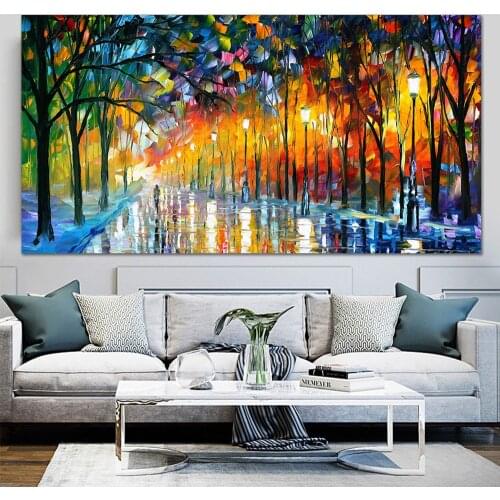 Printed Knife Street View Wall Art Canvas Painting Posters and Prints Living Room Sofa Decoration Home Decor Canvas Prints