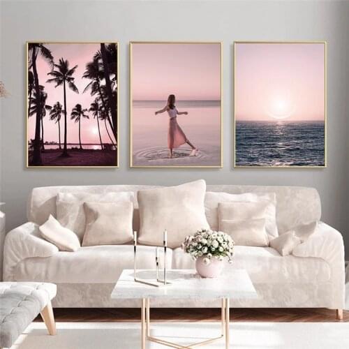 Wall Art Summer Beach Landscape Paintings Wallpaper Nordic Seaside Scenery Poster Prints Living Room Bedroom Corridor Decoration