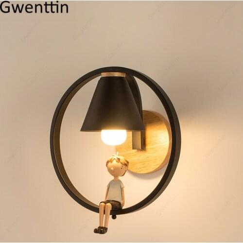 Iron Ring Wall Lamps Nordic Home Decor Wall Sconces for Boy Girl Bedroom Bed Led Mirror Light Fixture Loft Industrial Luminarias