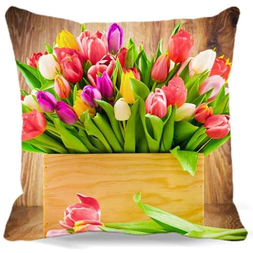 Tulip and Love Letter Pillow Case Home living room floral cushion cover