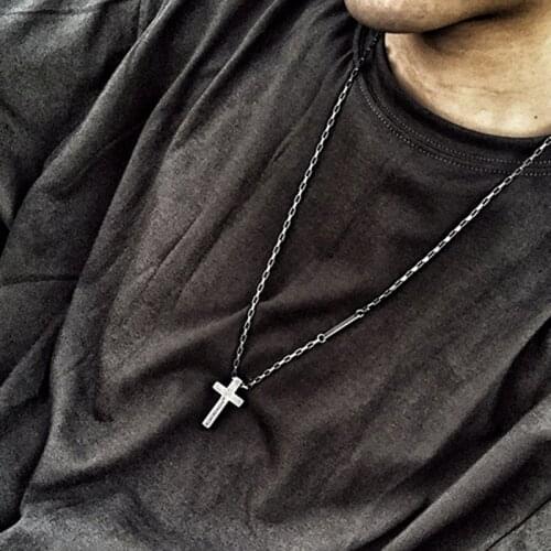 Gothic Vintage Stainless Steel Cross Pendants Necklaces For Women Men Crucifix Jesus Necklace Couple Statement Jewelry Best Gift