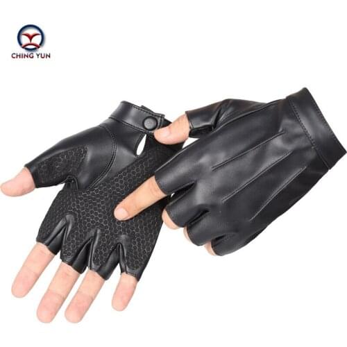 New Man High Quality PU Gloves open-finger tactics outdoor fitness cycling driving Male Semi-finger Protective PU leather gloves