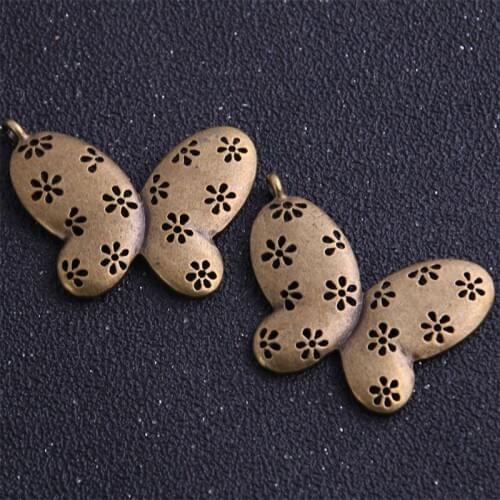 3pcs/lot 29*40mm Mini Flower Butterfly Charms Vintage Metal Zinc Alloy Trendy Pendants Fit DIY Jewelry Making
