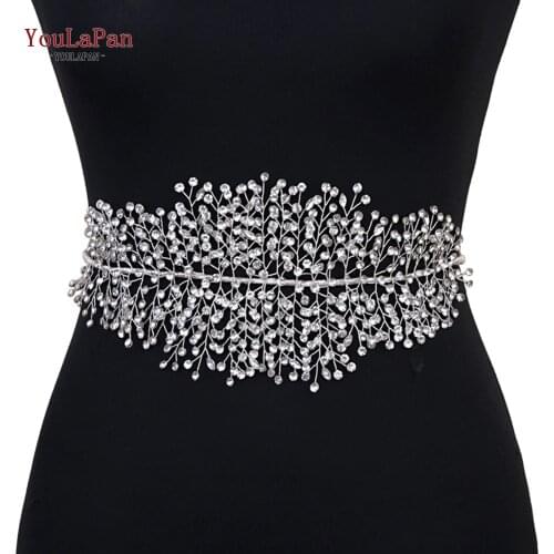 TOPQUEEN SH258 Bridal Belts Width Bridal Belts for Women Dresses Wedding Sash Bridal Belts Ivory Rhinestones Sash Belts