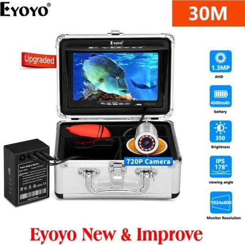 Eyoyo EF07H IPS Screen Fish Camera Upgraded 30m 720P Camera AHD Fishfinder 12pcs IR Lights for Ice Lake Boat Sea Fishing