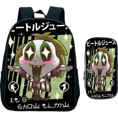 2pc Set Kawaii Beetle Joker Backpack For Girls Kids Small Bag For Boys Cute Cartoon School Bag Children Backpacks Mochila